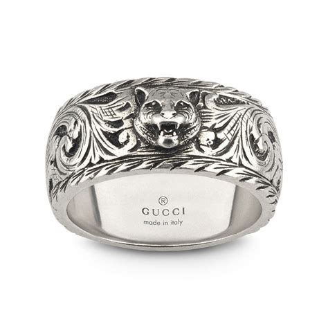 gucci feline head|Thin silver ring with feline head .